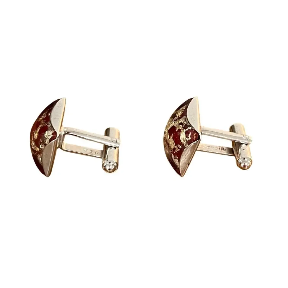 Vintage Hickok Red Gold Fleck Cufflinks Mid Century Modern Men’s Retro Jewelry
